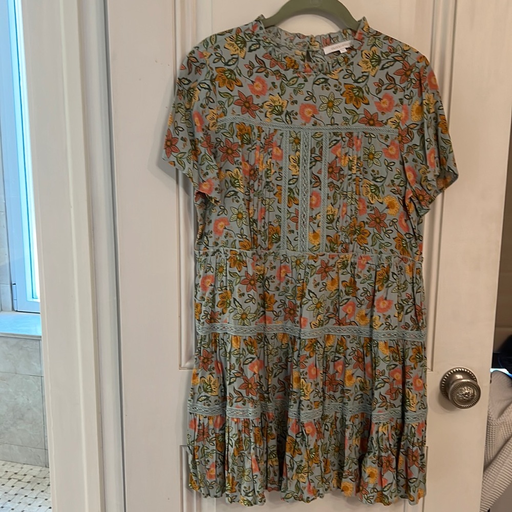 Olivaceous floral dress